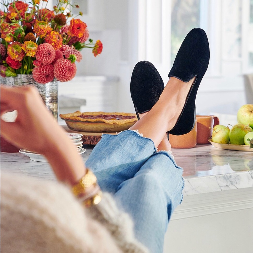 Birdies Black Velvet Starling Slippers Flats 11